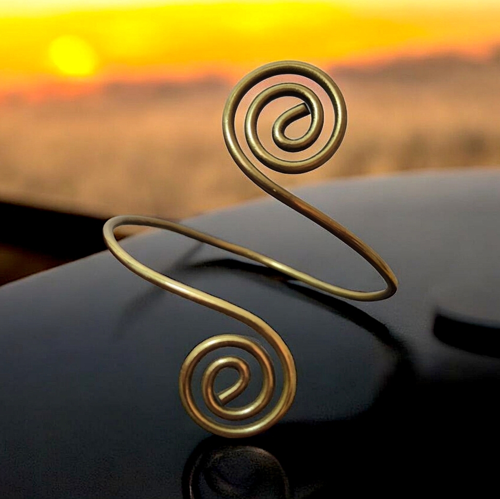 Brass Spiral Upper Arm Cuff/Band - Adjustable, Handmade In Portugal